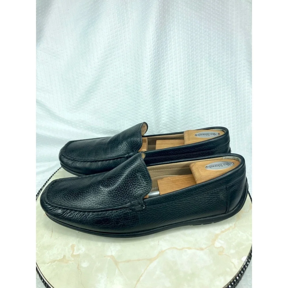 ECCO Leather Slip On Driving Loafers Mens 11-11.5 Black Classic Business Shoes